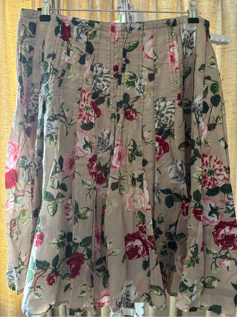 CAbi Taupe Floral Midi Skirt